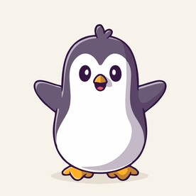 有趣企鹅卡通绘画儿童插画