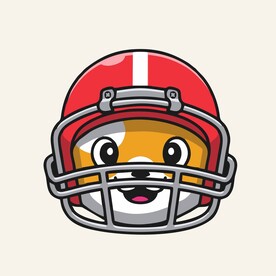 可爱狗狗冰球运动员矢量卡通插画