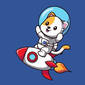 有趣小猫宇航员卡通绘画儿童插画