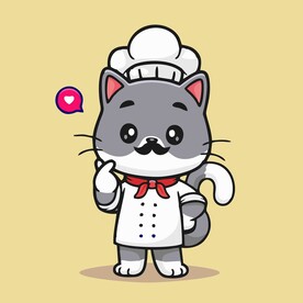 有趣小猫厨师卡通绘画儿童插画