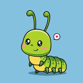 有趣毛毛虫卡通绘画儿童插画