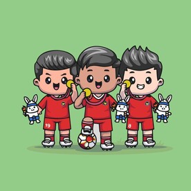 可爱足球小哥哥矢量卡通插画