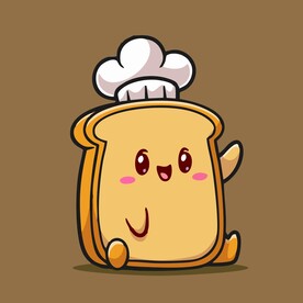 有趣面包厨师卡通绘画儿童插画