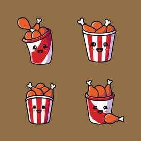 有趣炸鸡腿卡通绘画儿童插画