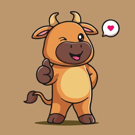 有趣金牛卡通绘画儿童插画