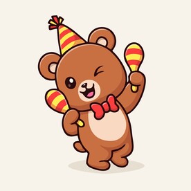 可爱小熊马戏师矢量卡通插画