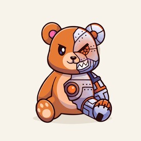 可爱小熊机器人矢量卡通插画