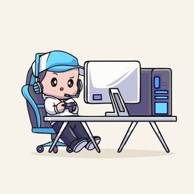 可爱主播小哥哥矢量卡通插画