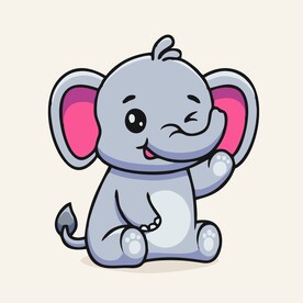 有趣小象卡通绘画儿童插画