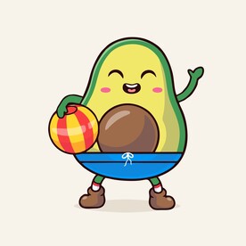 有趣牛油果皮球卡通绘画儿童插画