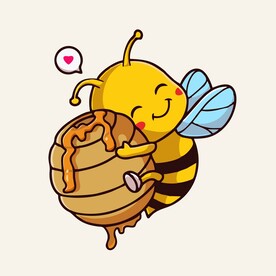 有趣蜂蜜与蜜蜂卡通绘画儿童插画