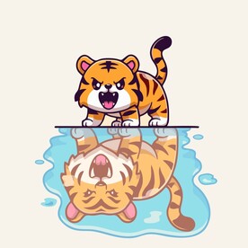 有趣老虎卡通绘画儿童插画