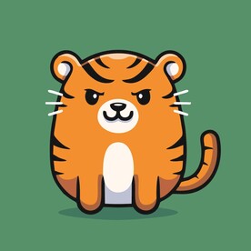 有趣老虎卡通绘画儿童插画