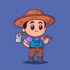 可爱农夫矢量卡通插画