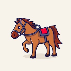 可爱小马矢量卡通插画