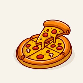 可爱披萨矢量卡通插画