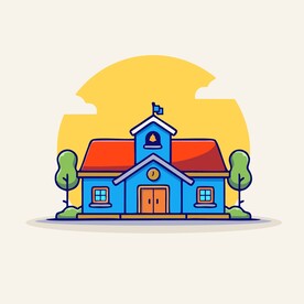 可爱阳光下的房屋矢量卡通插画