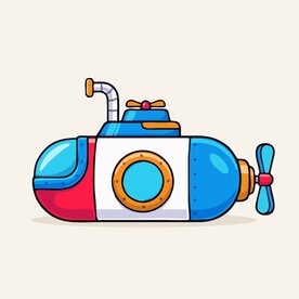 可爱潜水艇矢量卡通插画