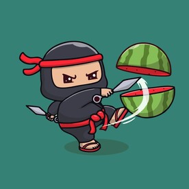 可爱忍者矢量卡通插画