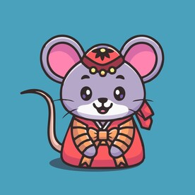 可爱老鼠皇后矢量卡通插画