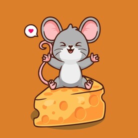 可爱奶酪老鼠矢量卡通插画