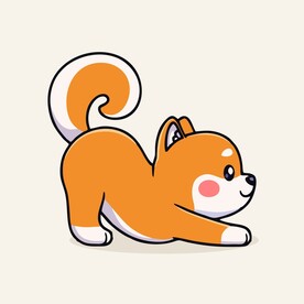 可爱秋田犬矢量卡通画儿童插画