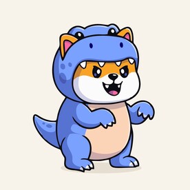 可爱秋田犬矢量卡通画儿童插画