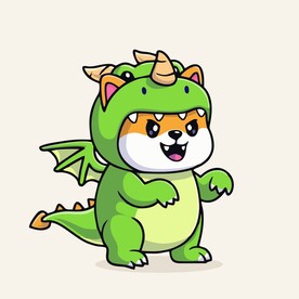 可爱恐龙装柴犬矢量卡通插画