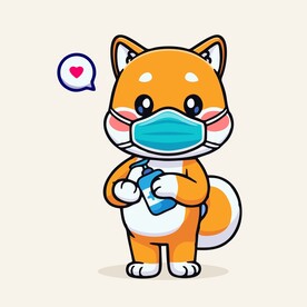 可爱秋田犬矢量卡通画儿童插画