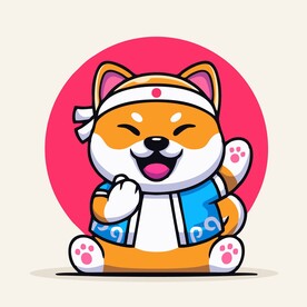 可爱秋田犬矢量卡通画儿童插画