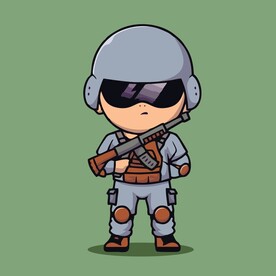 可爱士兵特工矢量卡通插画