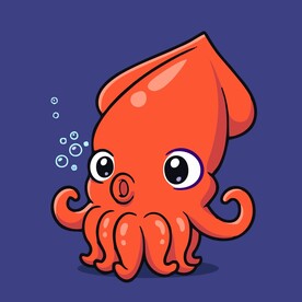 可爱乌贼矢量卡通插画