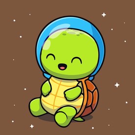 可爱奶海龟宇航员矢量卡通插画