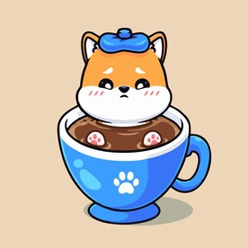 可爱秋田犬矢量卡通插画