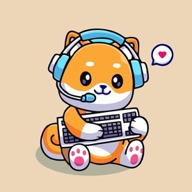 可爱秋田犬矢量卡通插画