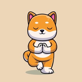 可爱秋田犬矢量卡通插画