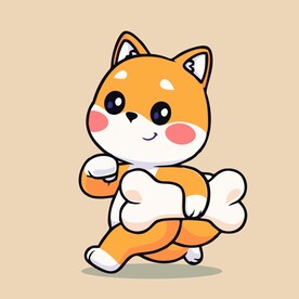 可爱秋田犬矢量卡通插画