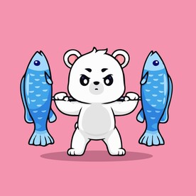 可爱北极熊矢量卡通插画