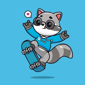 可爱狸猫矢量卡通画儿童插画