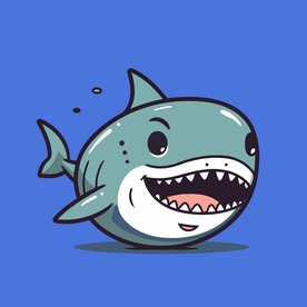 可爱大嘴鲨鱼矢量卡通插画