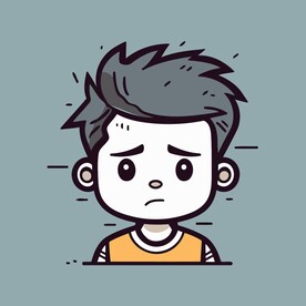 可爱郁闷的男孩矢量卡通插画