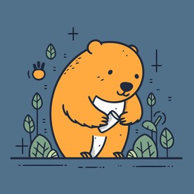 可爱灰熊矢量卡通画儿童插画