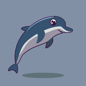 可爱海豚矢量卡通画儿童插画