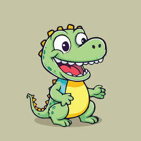 可爱鳄鱼矢量卡通画儿童插画