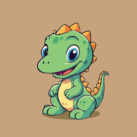 可爱恐龙矢量卡通画儿童插画
