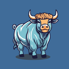 可爱小牛矢量卡通画儿童插画