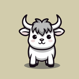 可爱小牛矢量卡通画儿童插画