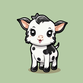 可爱小牛矢量卡通画儿童插画