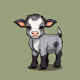 可爱小牛矢量卡通画儿童插画