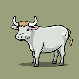可爱小牛矢量卡通画儿童插画